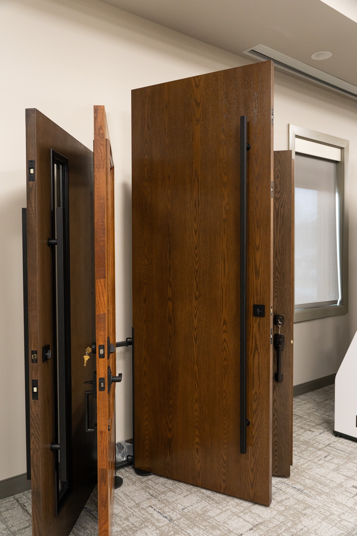 8 Foot Ascent White Oak 001 English Chestnut 72 Inch Black Pull Handle exterior entry door style option