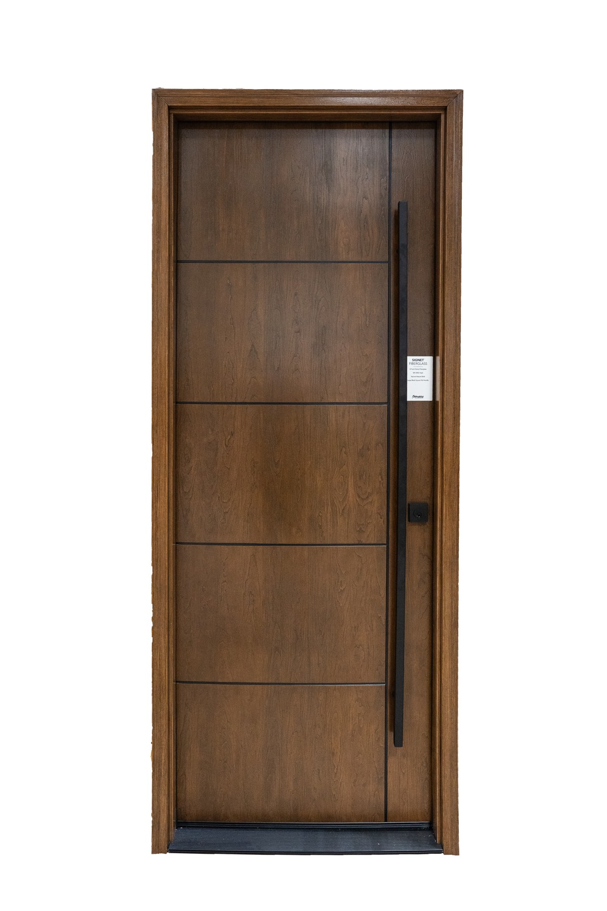 8 Foot Cherry Inscribed Door With Large Pull Handle Exterior exterior entry door style option