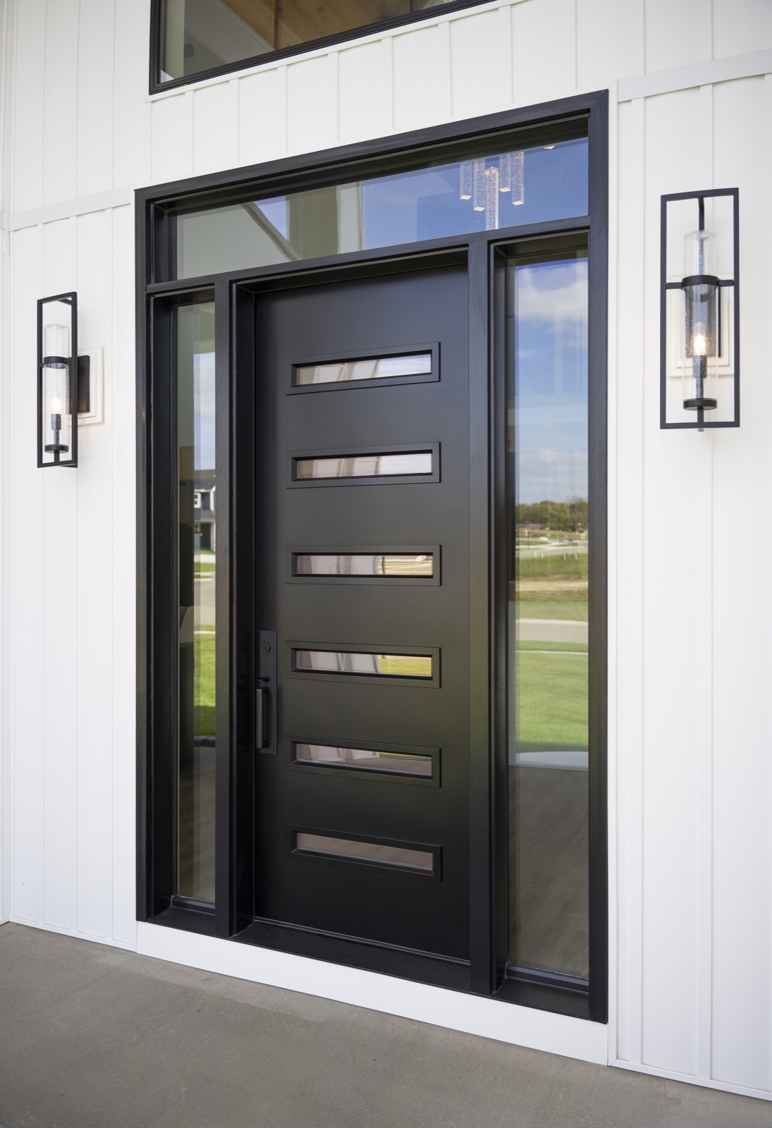 8 Foot Legacy Smooth Coal Black 2 Sidelites Transom exterior entry door style option