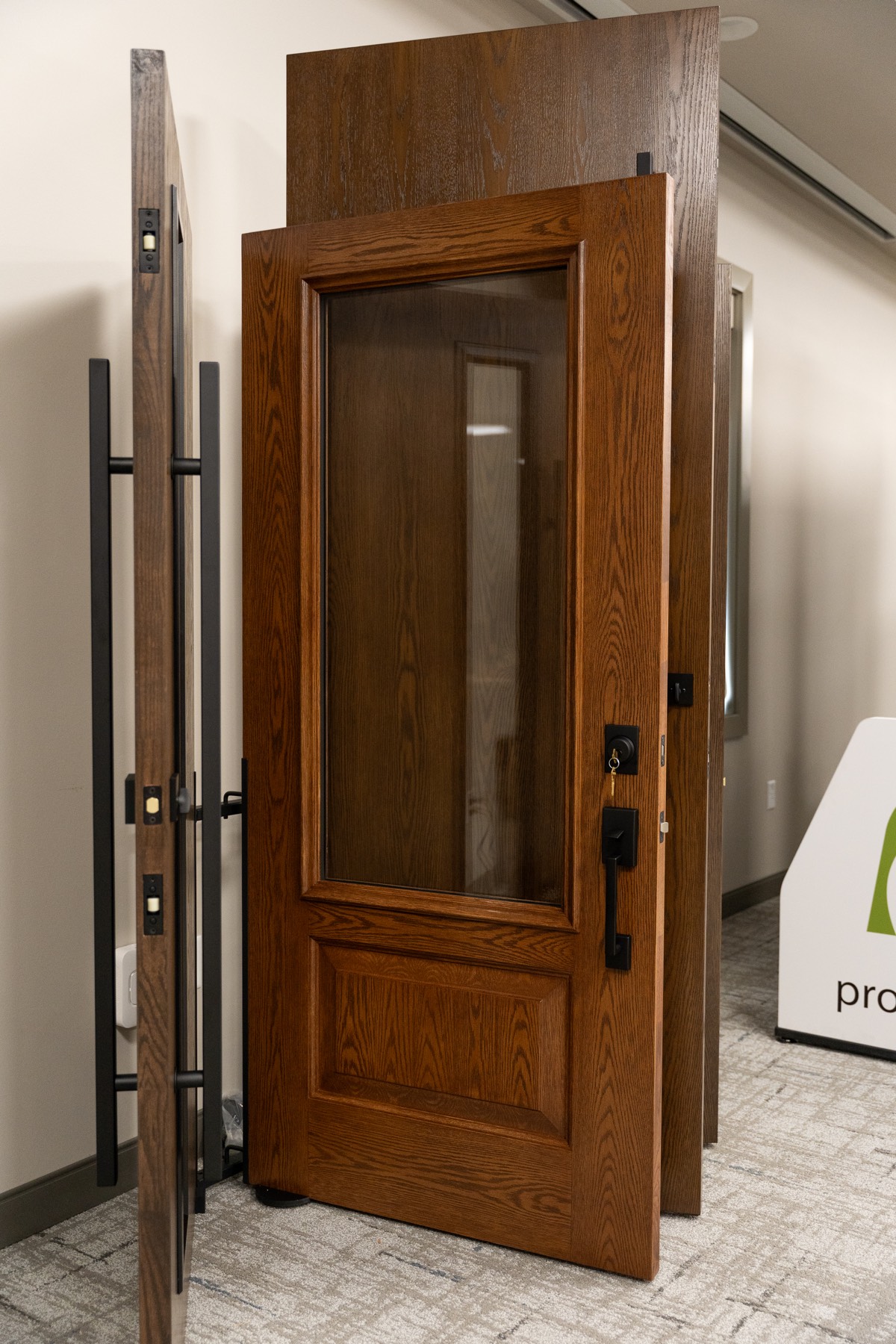Ascent White Oak 440 1P Caramel Clear Glass Black Emtek Urban Modern exterior entry door style option