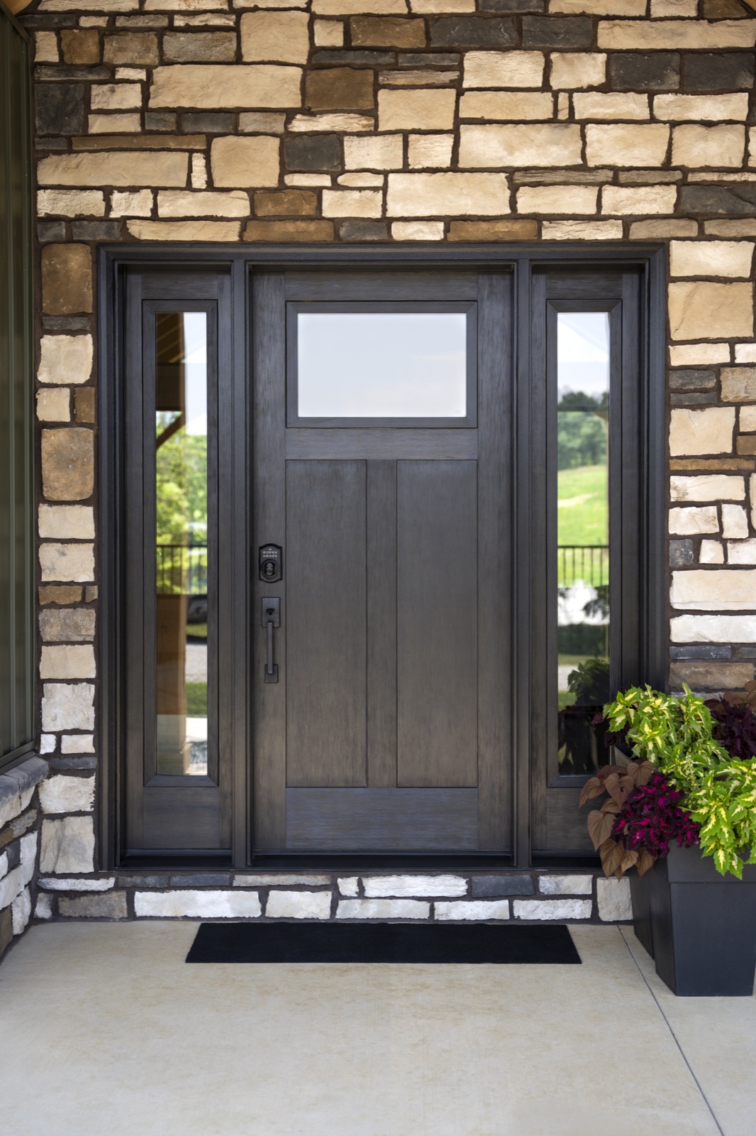 Black Schlage Century Handle Entry Door exterior entry door style option